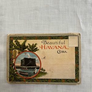 Old Havana Cuba Linen Postcard Booklet turn of the 20th Century ( fold out) 18